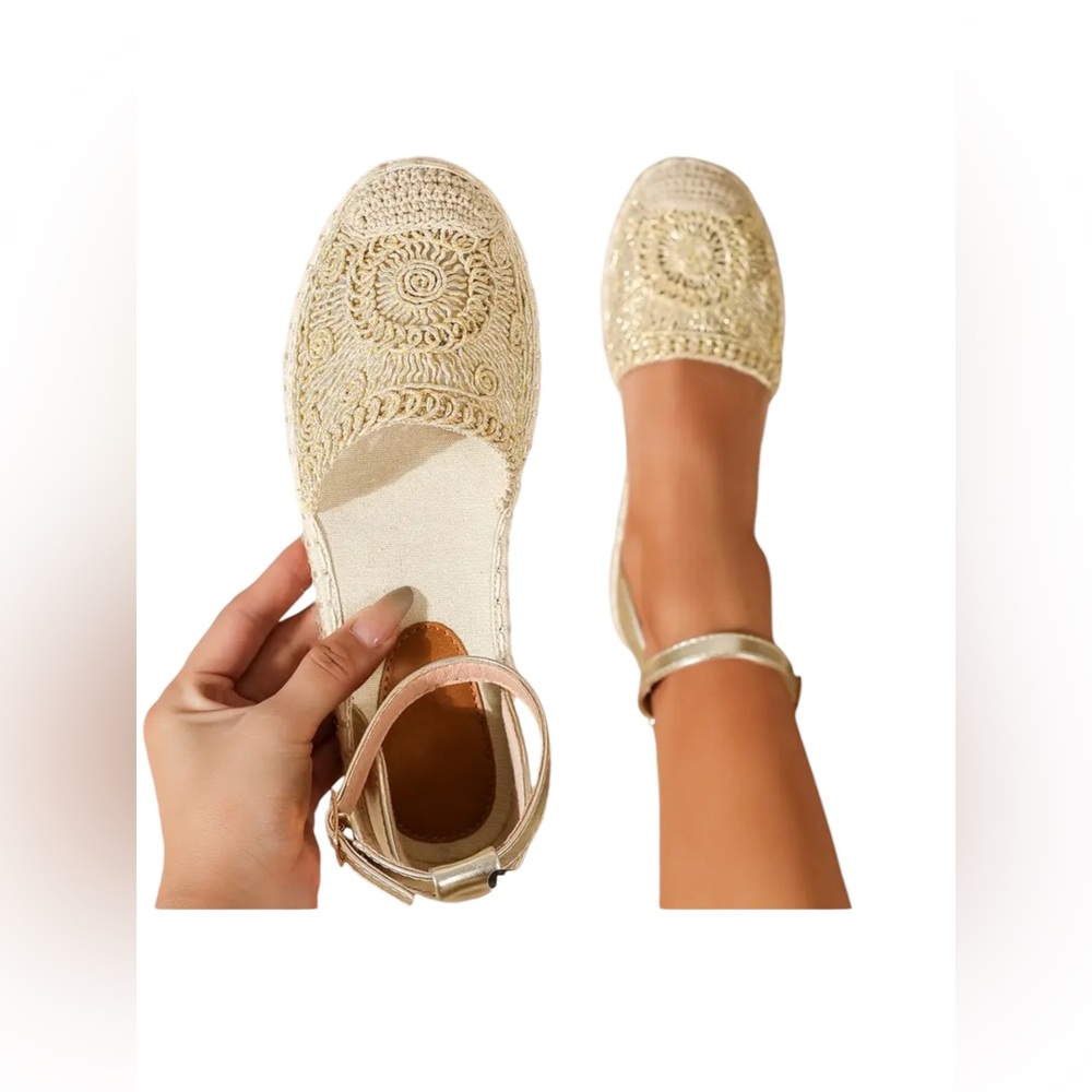 Women's Espadrille Sandals, Closed Toe Ankle Strap Casual Outdoor Beach